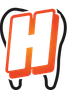Orange and black dental logo with the letter 